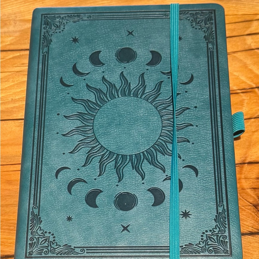 Teal Sun and Moon Leather Password Notebook - brand new!